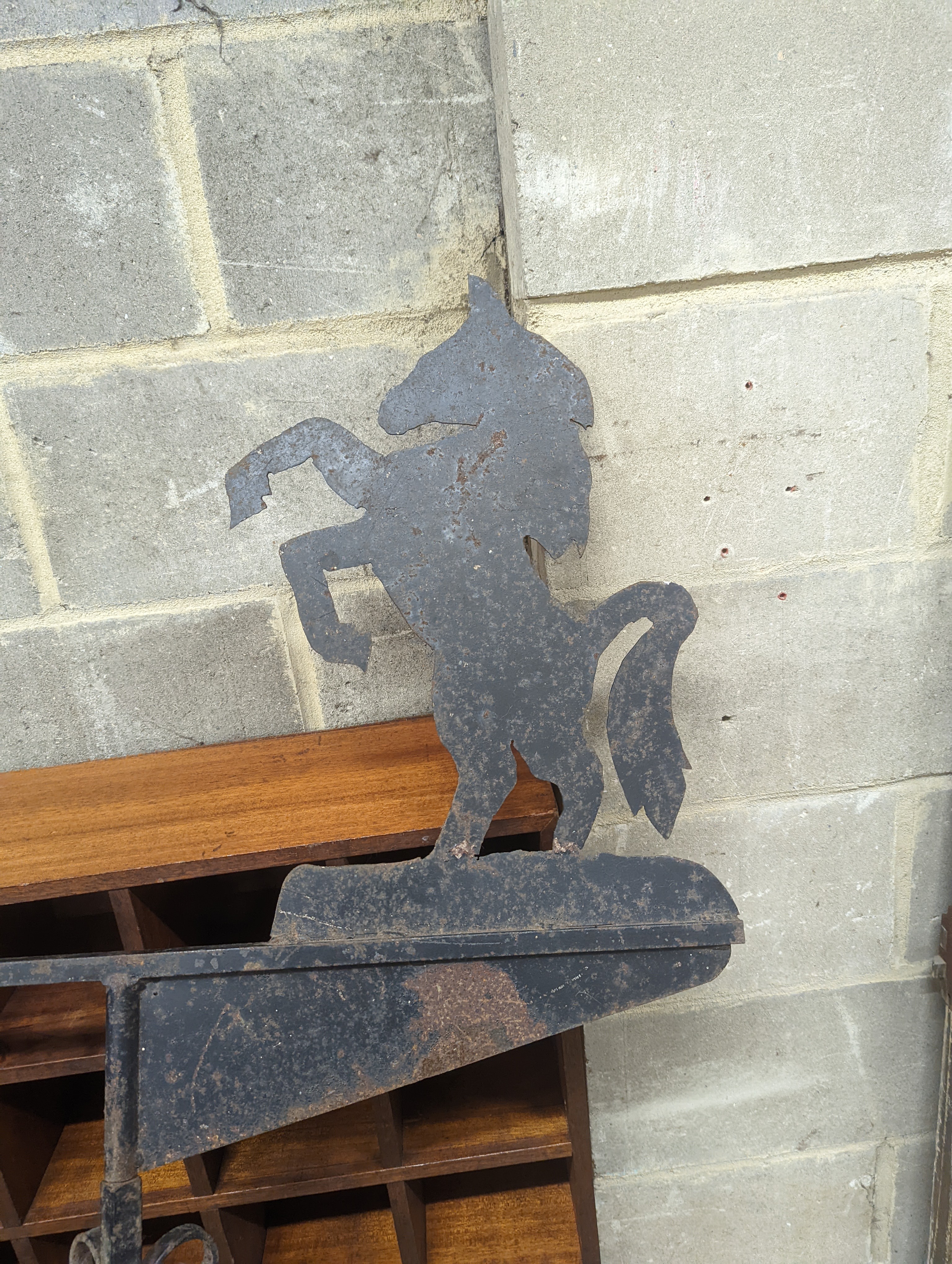 A wrought iron weather vane, width 90cm